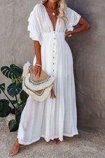 Einreihiges Kleid mit tiefem V-Rüschen und Rüschen