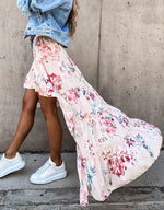 Summer's Tail Asymmetric Floral Skirt