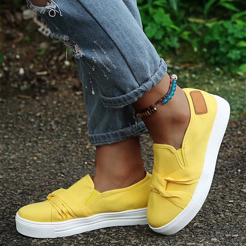 Chaussures vulcanisées en toile de couleur unie