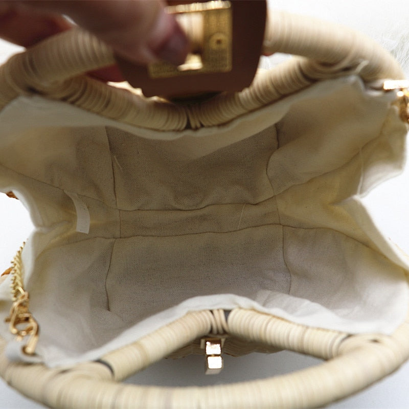 Portable Shell Straw Hand-Woven Handbag