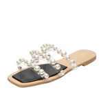 Pantoufles plates bohèmes avec perles 