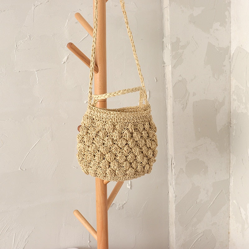 Handgewebte Cossboday-Tasche aus Stroh in Ananas-Optik