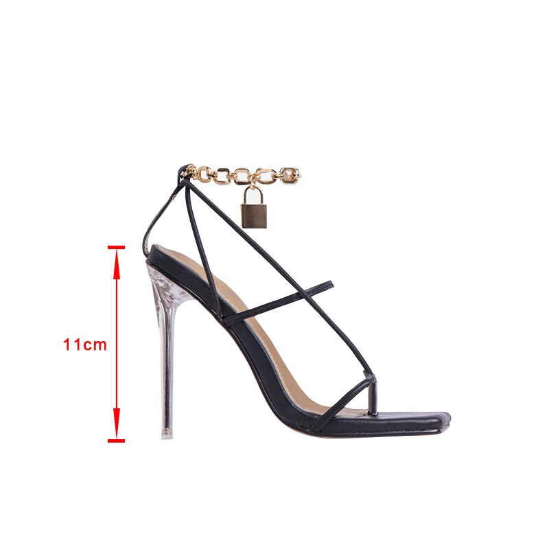 Talons fins noués croisés avec chaîne en métal