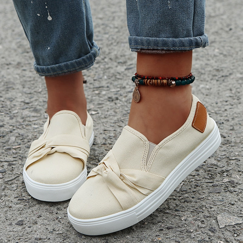 Chaussures vulcanisées en toile de couleur unie
