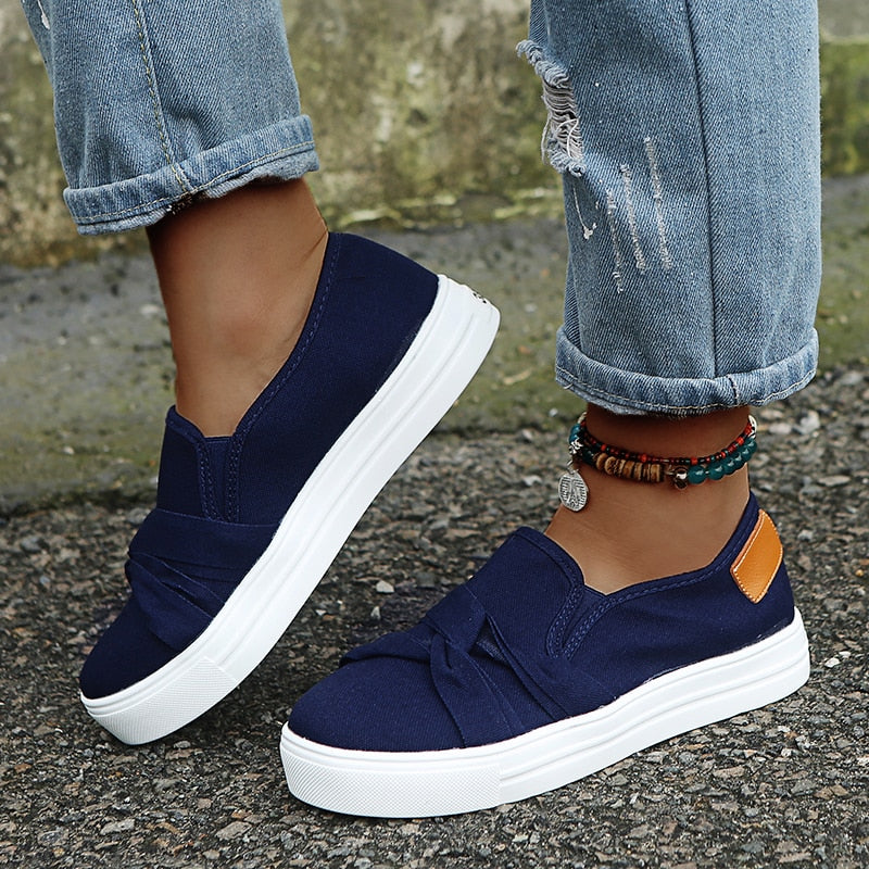 Chaussures vulcanisées en toile de couleur unie