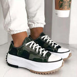 High-Top-Schnürsneaker aus Canvas mit Zebramuster