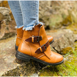 Cone Heels Buckle Strap Ankle Boots