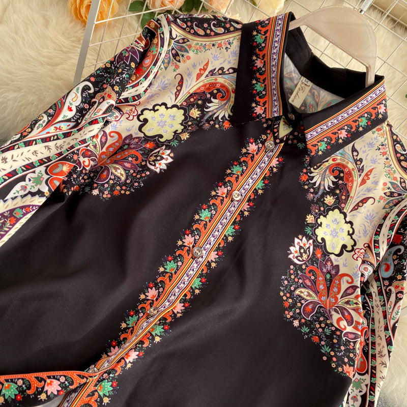 Chemise de voyage de vacances ample et fine rétro