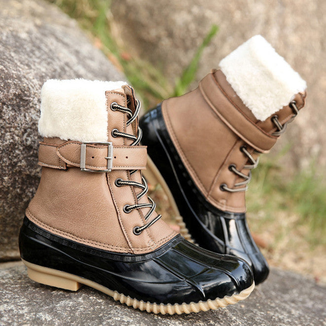 Warme Retro-Entenstiefel aus Kunstwolle