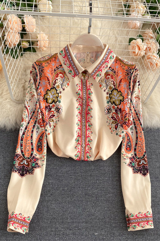 Chemise de voyage de vacances ample et fine rétro