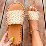 Hanf-Flip-Flops, flache Strandhausschuhe 