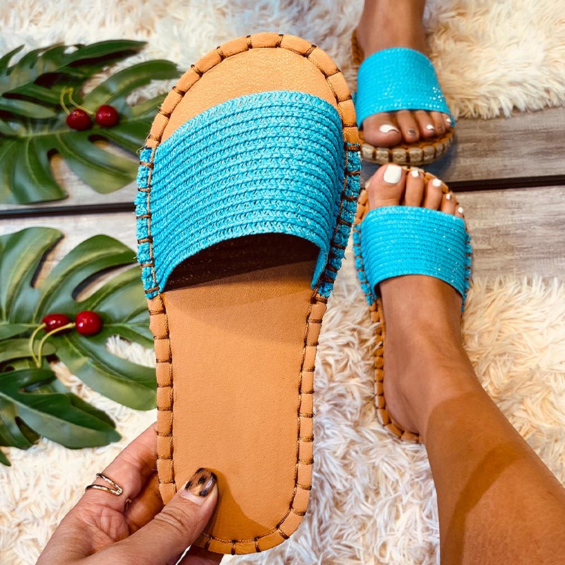 Hanf-Flip-Flops, flache Strandhausschuhe 