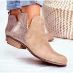 Wildleder-PU-Knöchelstiefel mit Reißverschluss 