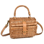 Sac à bandoulière rond en paille de rotin