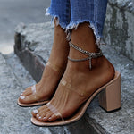 Square Heel Leopard Print High Heel Slippers