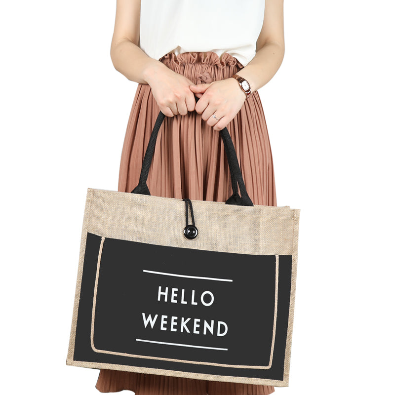Leinen-Einkaufstasche „Hello Weekend“