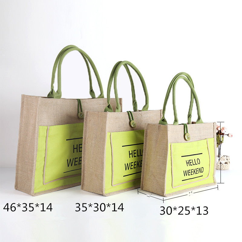Leinen-Einkaufstasche „Hello Weekend“