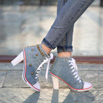 Denim Square High Heels