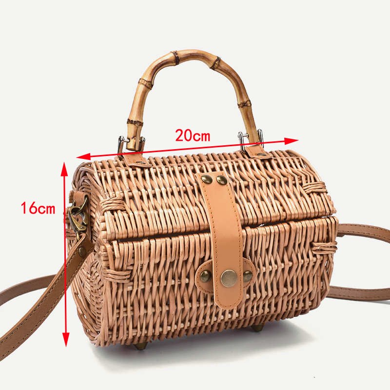 Sac à bandoulière rond en paille de rotin
