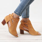 Flock-Sandalen mit quadratischem Absatz 