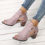 Flock-Sandalen mit quadratischem Absatz 