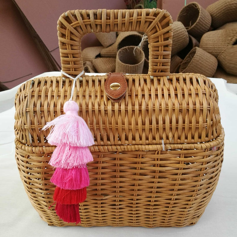 Sac en rotin tissé à la main bohème