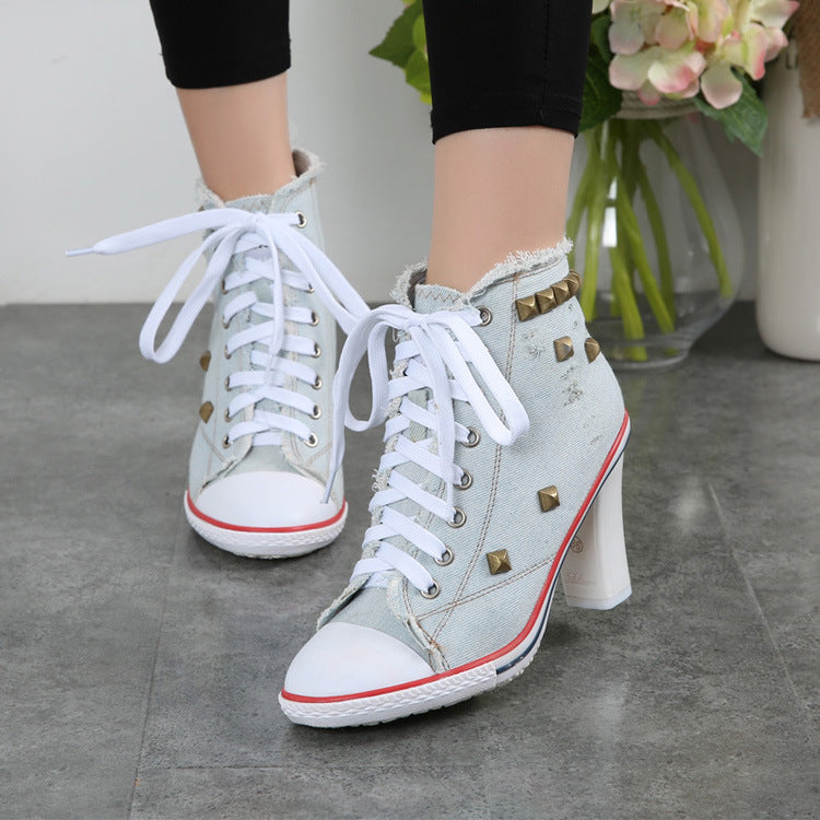 Denim Square High Heels
