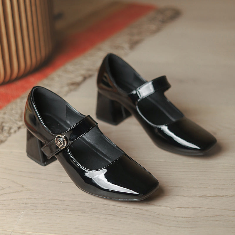 Mocassins rétro à talons sabots Mary Jane 