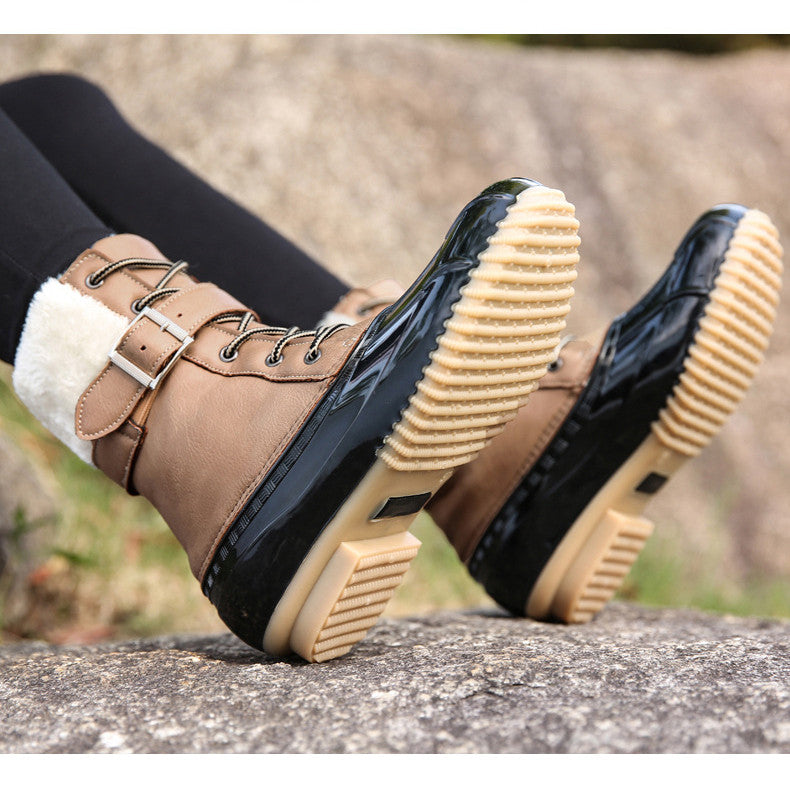 Warme Retro-Entenstiefel aus Kunstwolle
