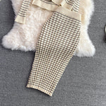 Temperament Plaid Knitted 3 Piece Sets Suit