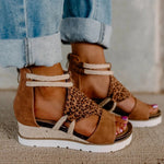 Leopard Wedge Heel Sandals