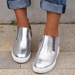 Snake PU Leather Platform Wedges Shoes