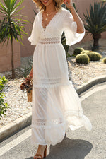 Stitching Embroidery Bohemian Maxi Dress