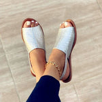 Flache Muschel-Perlen-Strand-Peep-Toe-Schuhe