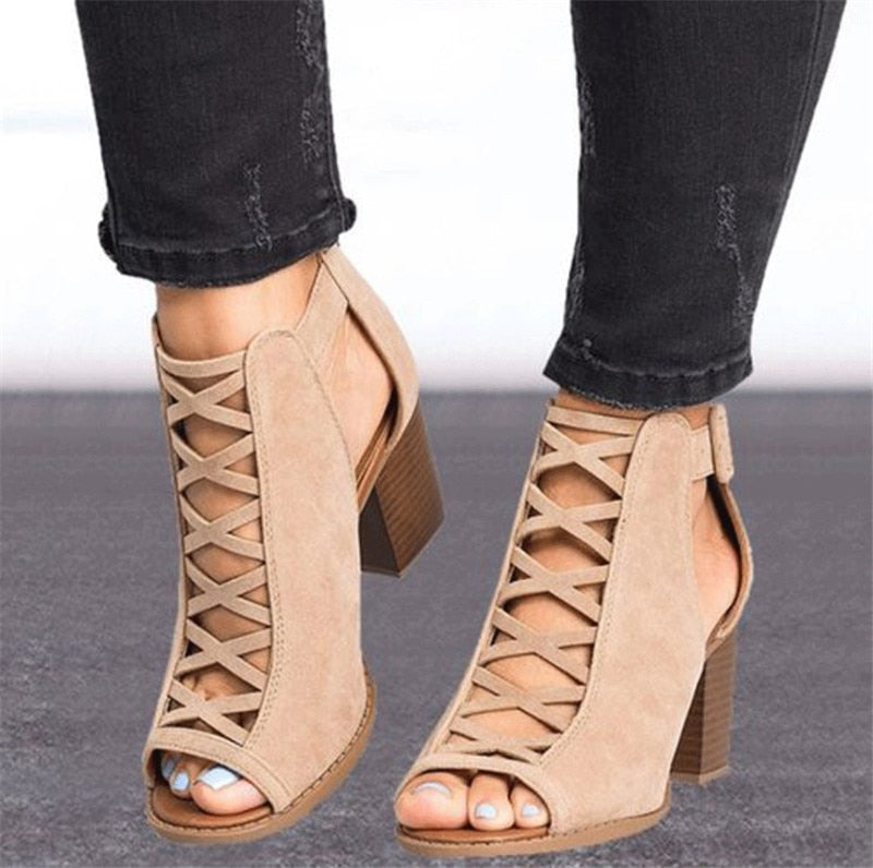 High Heels Fischmaul-Sandalen