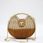 Sac à main tissé à la main en paille de coquille portable