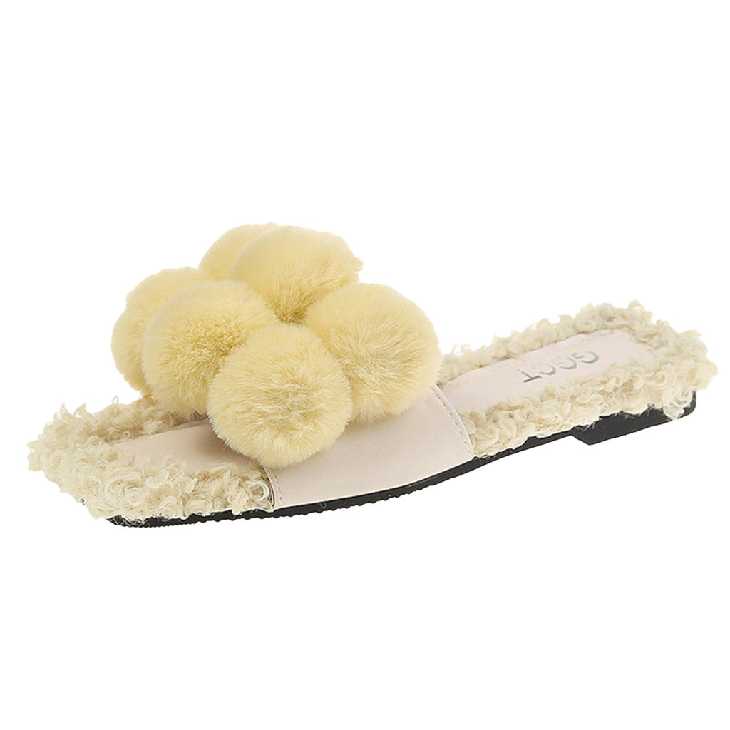 Fell-Flock-Kork-pelzige, flauschige Hausschuhe 