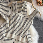 Temperament Plaid Knitted 3 Piece Sets Suit