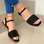 Flat Peep Toe Slip-On Sandals