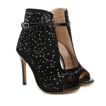 Bling-High-Heels-Sandalen mit Knöchelriemenabdeckung