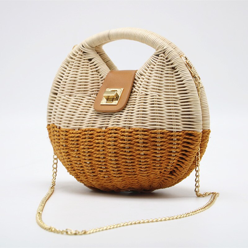 Portable Shell Straw Hand-Woven Handbag