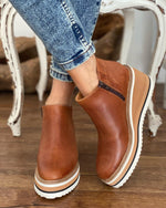 Bottes compensées à lacets et à fermeture éclair à bout rond 