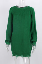 Robe pull surdimensionnée déchirée à col rond