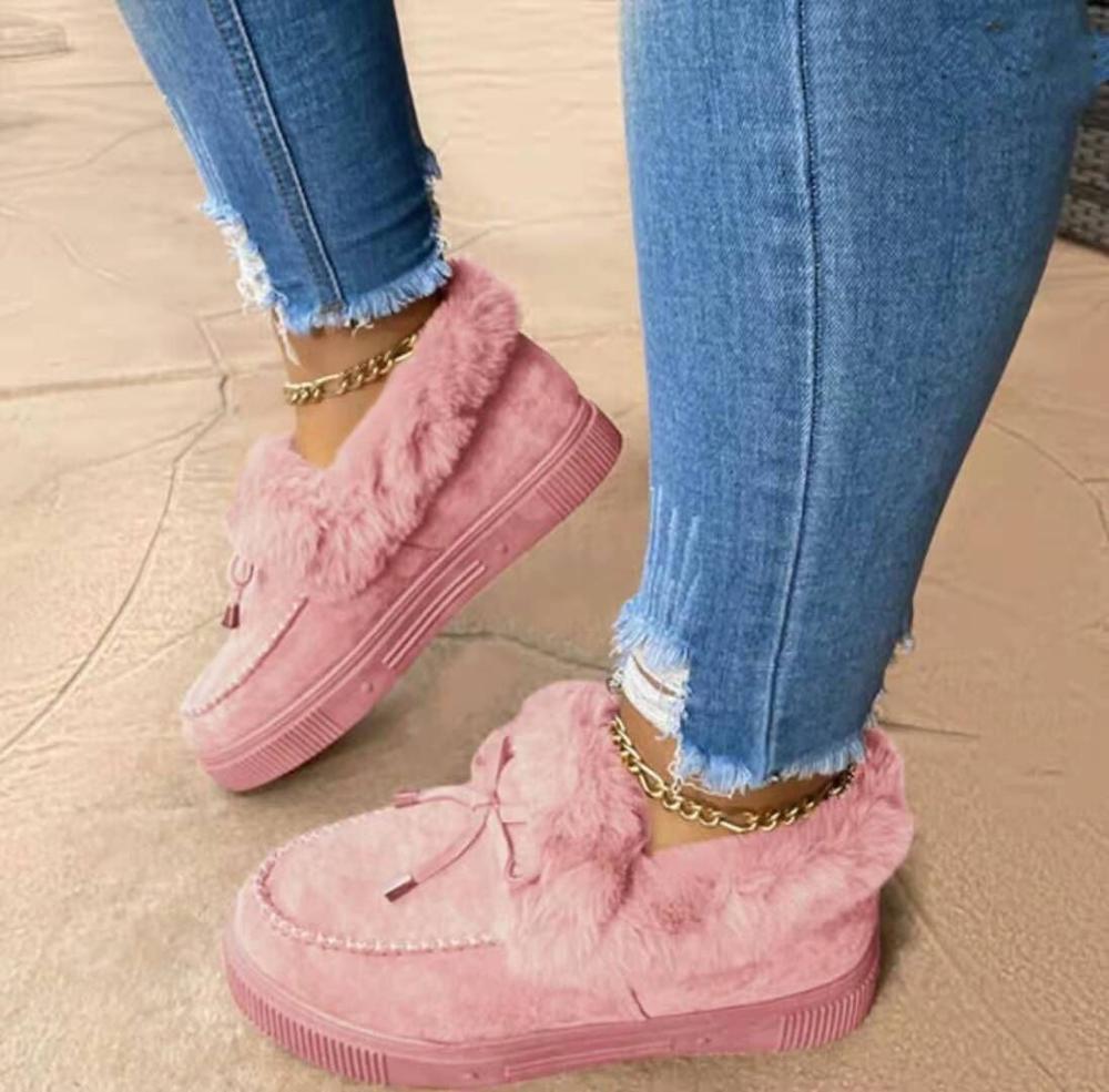 Zapatos de algodón grueso con punta redonda y parte inferior gruesa más terciopelo