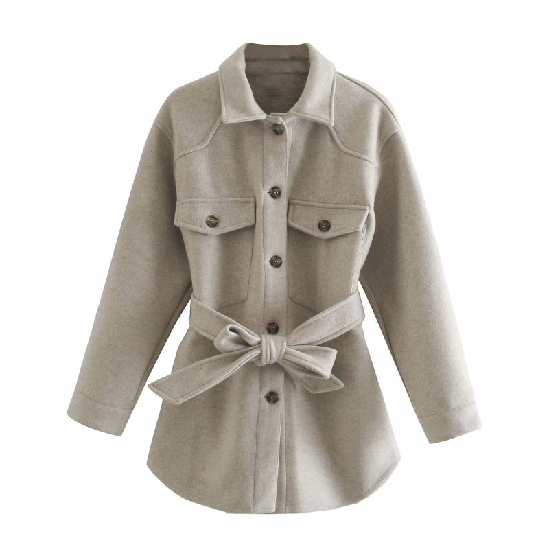 Manteaux en laine élégants à col rabattu et chic