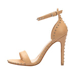 Peep-Toe-Schuhe aus PU-Leder mit dünnem Absatz und Nieten