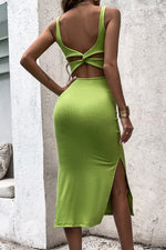 Open Back slit Slim Tank top Dress