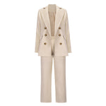 Large Lapel Double Breasted Blazer and Straight Pants Set