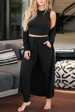 Gestrickte Slim-Fit-Weste, Hose, Sport-3-teiliger Anzug