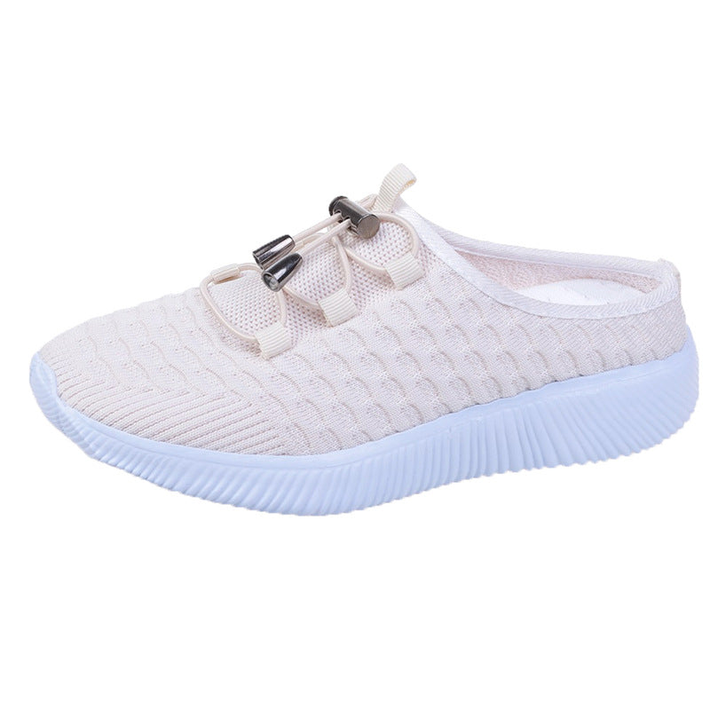 Flyknit-Slipper mit niedrigem Absatz und Schnürung